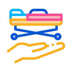 stretcher on hand icon vector. stretcher on hand sign. color symbol illustration
