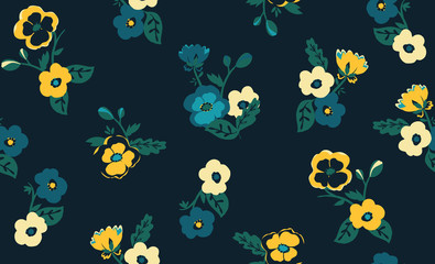 Naklejka na ściany i meble Floral seamless cute pattern in small pretty flower. Simple background for textile or book covers, manufacturing, wallpapers, print, gift wrap and scrapbooking.