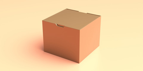 Package box with sliding cover, blank advertise template for products packing. 3d illustration