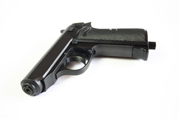 Black gun on a white background