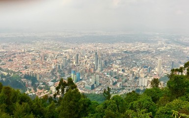 Obraz premium Aerial View of Bogota from Monserrate Hill. Downtown, capital.