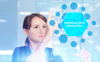 Business, Technology, Internet and network concept. Young businessman working on a virtual screen...
