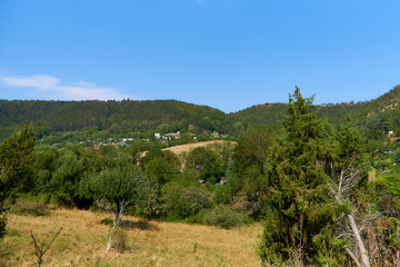 Fototapeta na wymiar beautiful mountain landscape with small houses