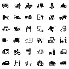 Shipping fast delivery motorcycle and truck icon. Courier vector collection.