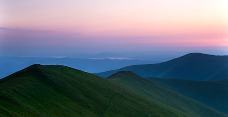 Misty sunrise in the mountains