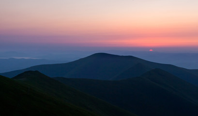 Misty sunrise in the mountains