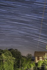 Star trail from the balcony of the house