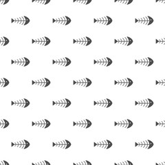 Seamless pattern fish bone vector white background. Fish black skull and skeleton line symbol. 