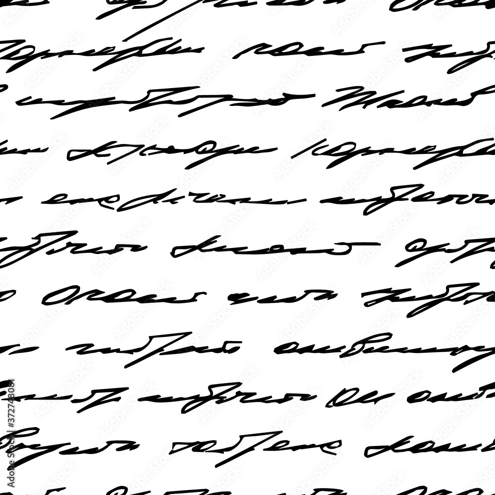 Poster write text. old handwritten seamless pattern. vintage scrawl background. abstract script. document. 