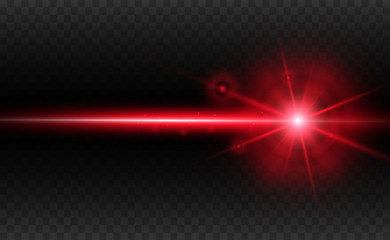 Obraz premium Abstract laser beam. Transparent isolated on black background. Vector illustration.