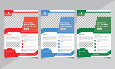 Business Flyer Design Templates, layout, annual report, poster, red, blue, green color, shape design, a4 size, illustration