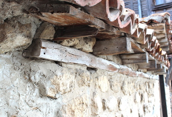 Rustic roof tiles of an old house