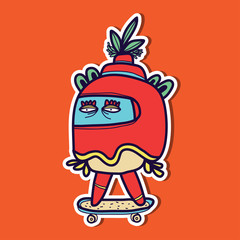 funny hand drawn monster character vector illustration