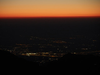 view of the city lights at twilight