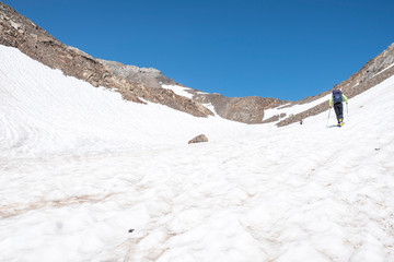 ascent to Argualas peak, Pyrenean mountain range, Huesca, Spain