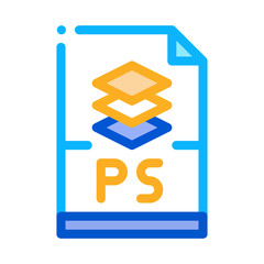 ps file layered drawing icon vector. ps file layered drawing sign. color symbol illustration