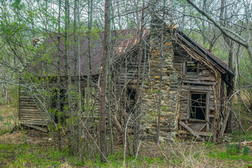 Abandoned homestead in the mountains