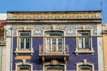 Fototapeta premium Architectural detail of typical old Portuguese building in the center of Lisbon. Portugal.