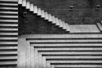 stairway patterns in black and white. shot at Kutch in Gujarat on 23 feb 2019