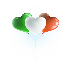 Obraz na płótnie Canvas Heart shaped balloons with colors and flag of IRELAND vector illustration design. Isolated object.