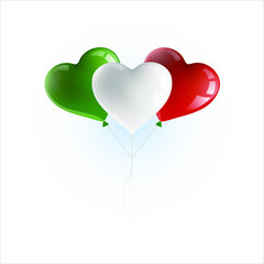 Obraz na płótnie Canvas Heart shaped balloons with colors and flag of ITALY vector illustration design. Isolated object.