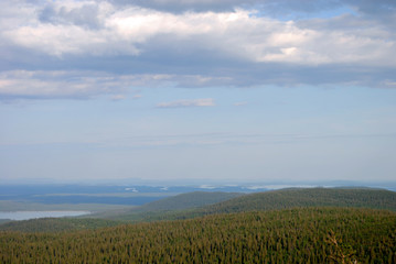 Far landscapes of hills of Karelia