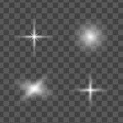 
Glow isolated white light effect, lens flare, burst, glitter, line, solar flare, sparks and stars. Abstract design element special effect.