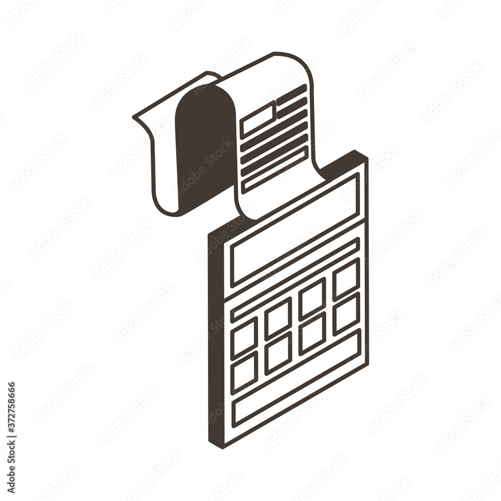 Poster isolated calculator with receipt line style icon vector design