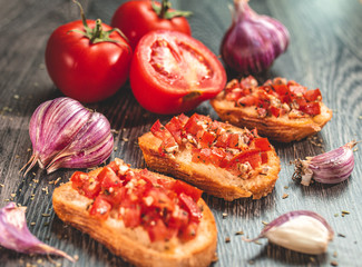 bruschetta with tomatoes and basil