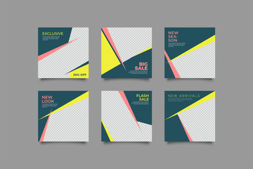 Editable Post Template Social Media Banners for Digital Marketing. Promotion Brand Fashion. Stories. Streaming. Vector Illustration - Vector