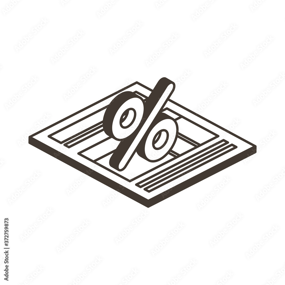 Poster isolated document with percent line style icon vector design