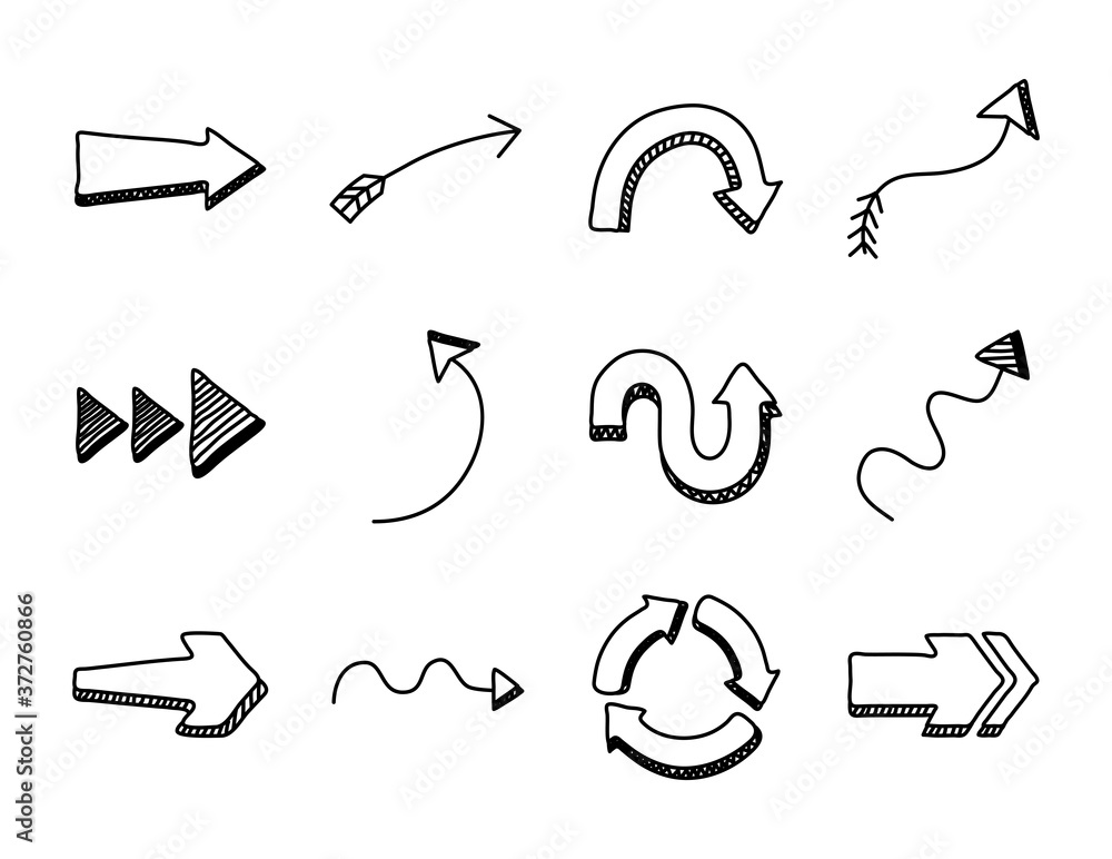 Poster bundle of twelve arrows set icons