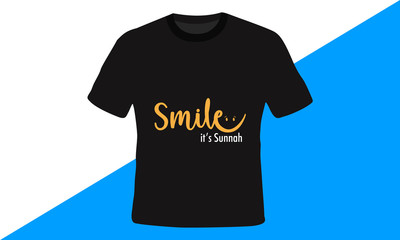 Smile Typography t-shirt Design with yellow color, print-ready file.