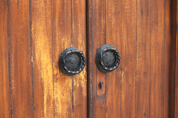 vintage brown door in church