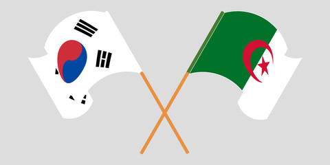 Crossed flags of Algeria and South Korea