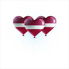 Fototapeta na wymiar Heart shaped balloons with colors and flag of LATVIA vector illustration design. Isolated object.