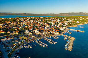 Aerial view of Pakoštane town in in Dalmacija