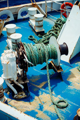 Safety helmets and ropes on board