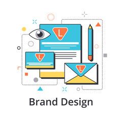Concept of brand design in flat line design. Icon in trend style. Modern vector illustration