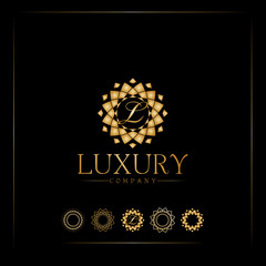 clean, elegant, luxury, modern L letter logo design, boutique-style,  flowers, circle, light, sun. Vector icon illustration inspiration
