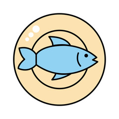 dish with fish seafood line and fill style icon
