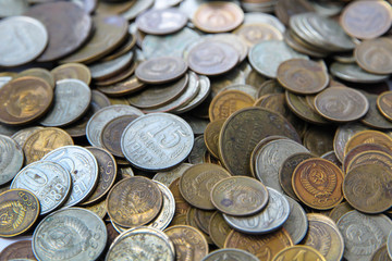 Lots of coins. Money of the USSR.