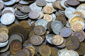 Lots of coins. Money of the USSR.