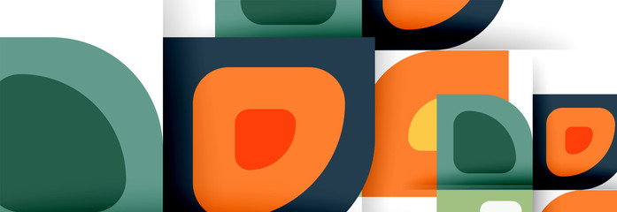 Set of vector modern geometric abstract backgrounds with repeating abstract round shapes patterns and shadow effects