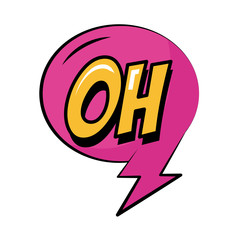 speech bubble with expresion oh word pop art flat style