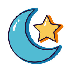 star and moon crescent slang line and fill style icon