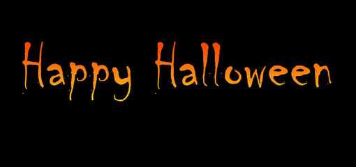 "Happy Halloween" text graphic for wallpaper, color gradient text, orange to yellow, against black background