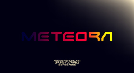 Meteora, a bold modern sporty typography alphabet font. vector illustration design