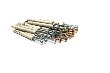 Bunch of different dowel nails for attaching to dense materials as brick, concrete, stone. Type of...
