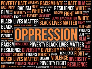 Oppression - BLACK LIVES MATTER - Image, Illustration with words related to the topic BLACK LIVES MATTER